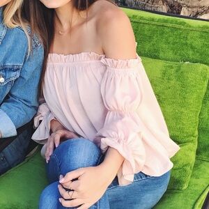 Off-Shoulder Pink Blouse